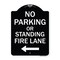 Signmission No Parking or Standing Fire Lane W/ Left Arrow Heavy-Gauge Aluminum Sign, 24" x 18", BW-1824-23683 A-DES-BW-1824-23683 - alternate 1